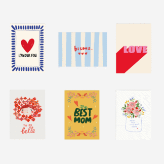 Série de 6 cartes postales - Amour