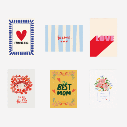 Série de 6 cartes postales - Amour