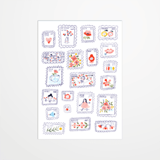 Carte postale - Julie Adore - Timbres